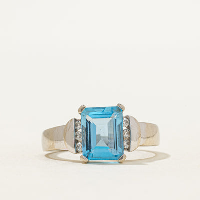 Blue Topaz & Diamond Ring | 3.00ct, 0.09ctw | SZ 7.75