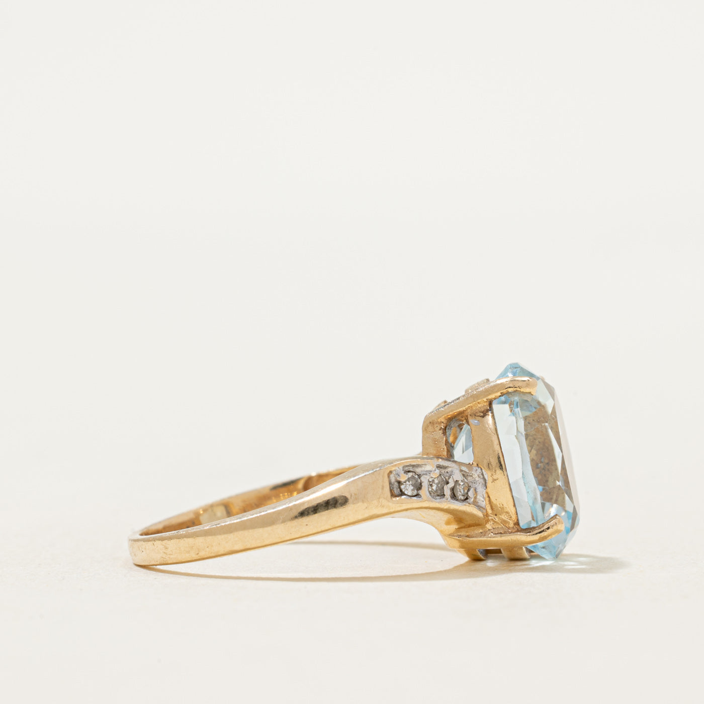 Blue Topaz & Diamond Cocktail Ring | 5.12ct, 0.06ctw | SZ 6