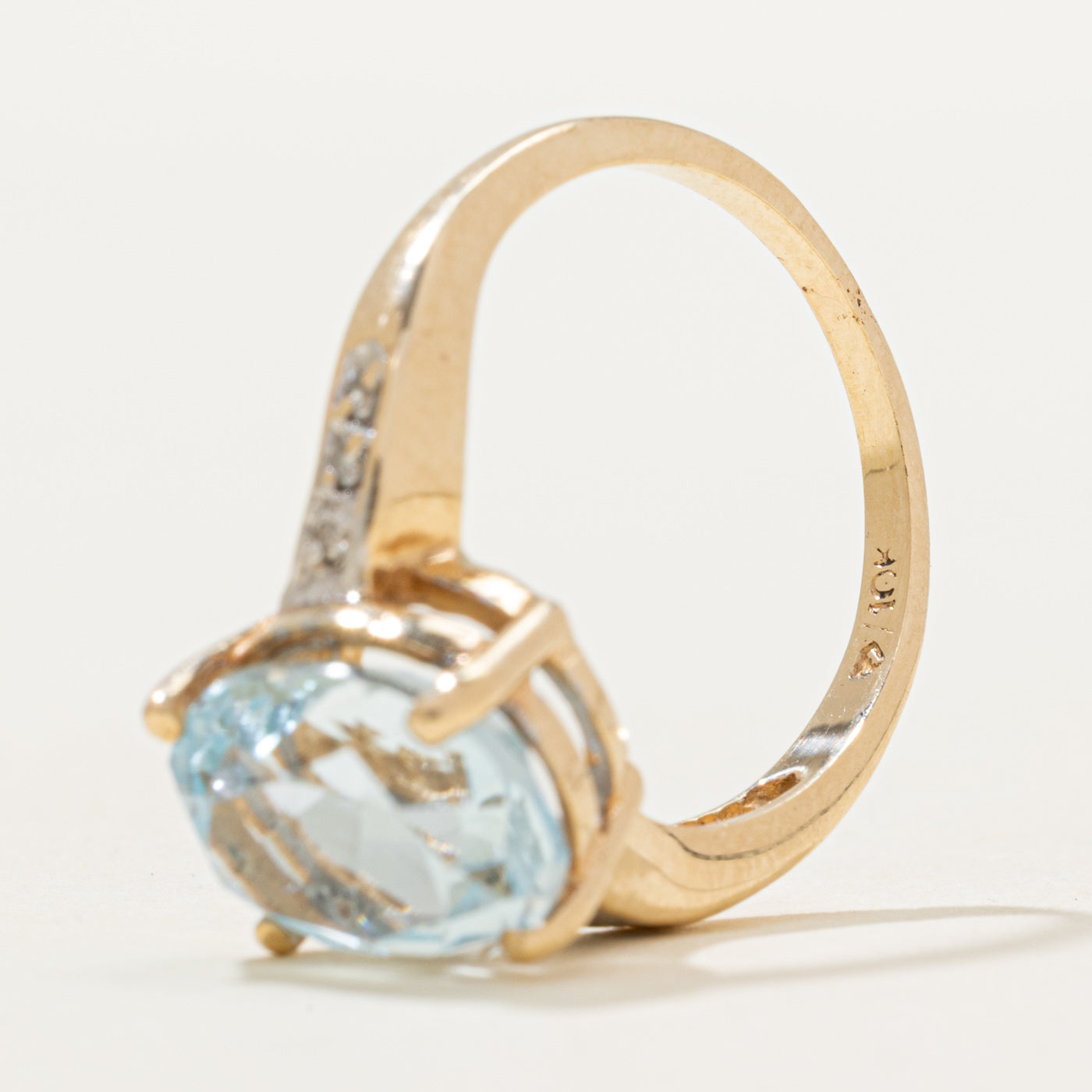 Blue Topaz & Diamond Cocktail Ring | 5.12ct, 0.06ctw | SZ 6