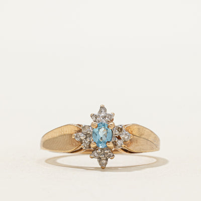 Blue Topaz & Diamond Ring | 0.16ct, 0.08ctw | SZ 7