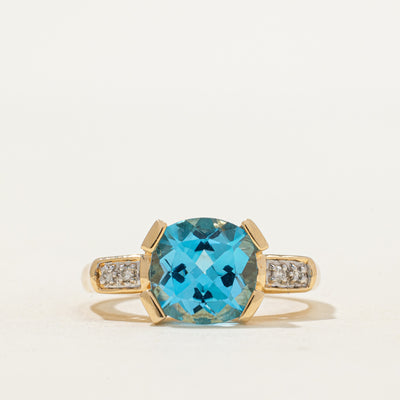 Blue Topaz & Diamond Ring | 4.00ct, 0.04ctw | SZ 7.25