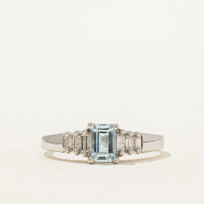 Aquamarine & Diamond Ring | 0.50ct, 0.06ctw | SZ 9.75