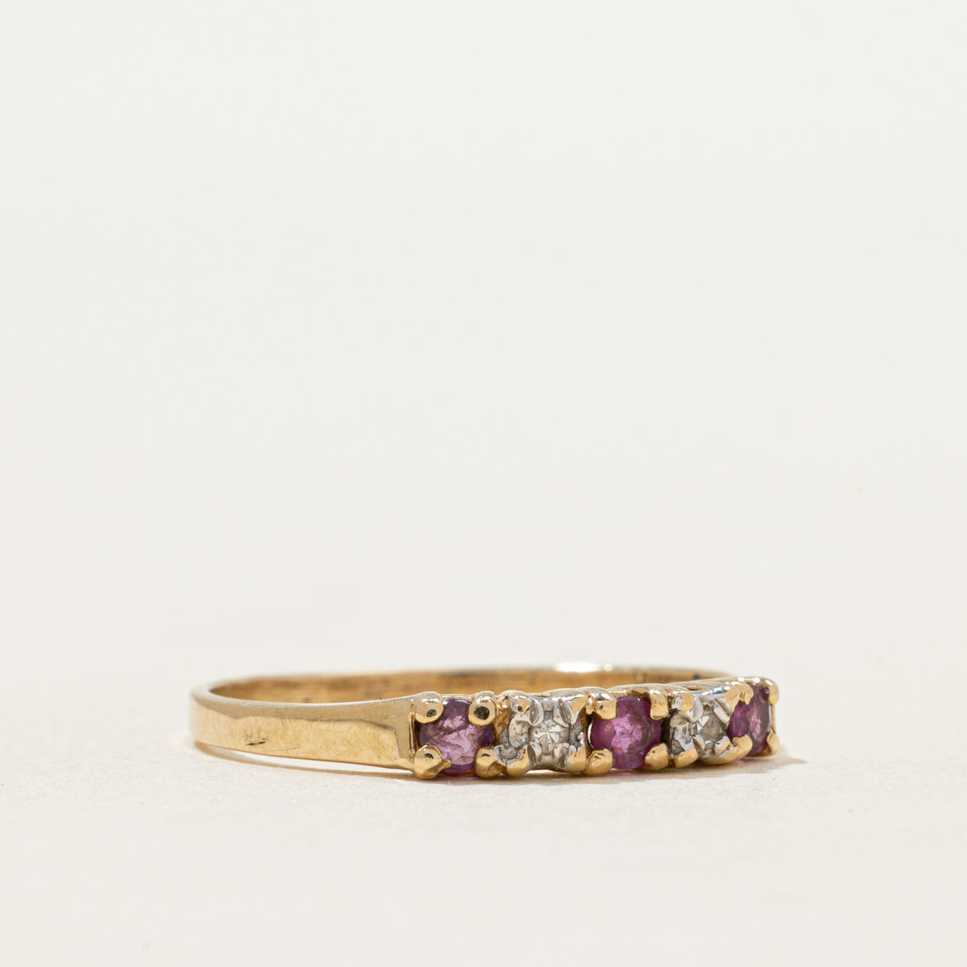 Five Stone Ruby & Diamond Ring | 0.18ctw, 0.02ctw | SZ 6.75