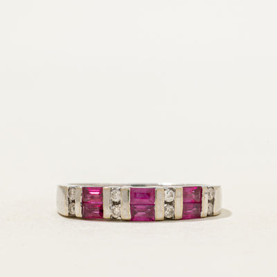 Tension Set Ruby & Diamond Ring | 0.45ctw, 0.09ctw | SZ 7