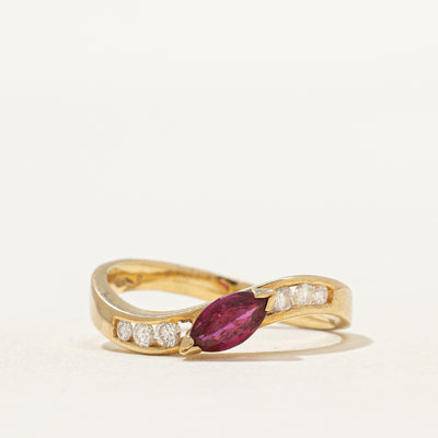 Ruby & Diamond Wave Ring | 0.33ct, 0.12ctw | SZ 5.25