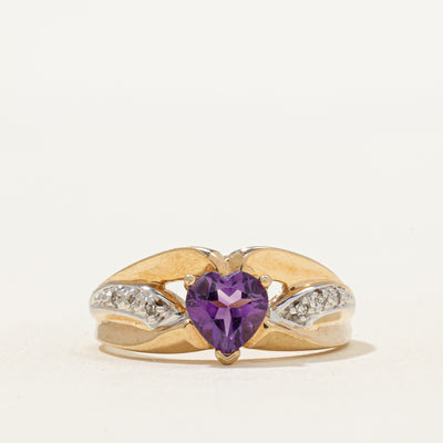 Amethyst Heart & Diamond Ring | 0.60ct, 0.03ctw | SZ 6.75