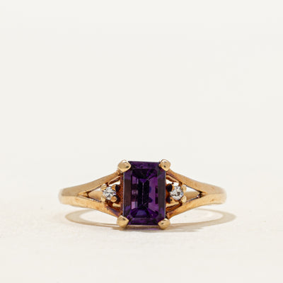 Amethyst & Diamond Tapered Ring | 0.50ct, 0.02ctw | SZ 3.5