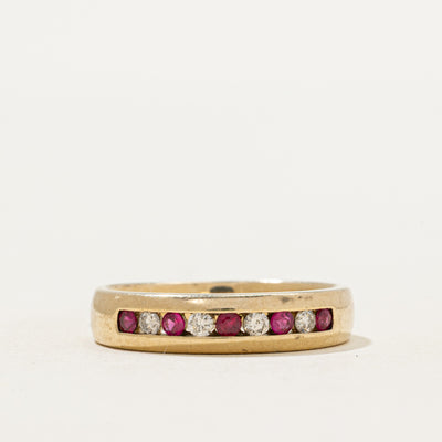 Channel Set Ruby & Diamond Band | 0.17ctw, 0.10ctw | SZ 6.5