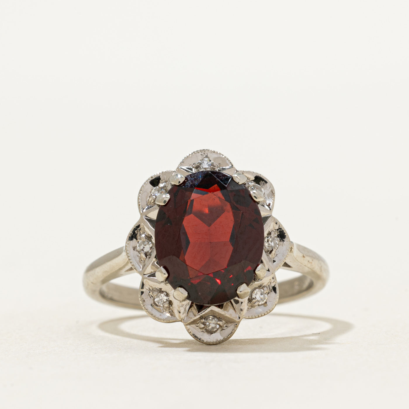 'Birks' Garnet & Diamond Cocktail Ring | 3.14ct, 0.04ctw | SZ 6.25