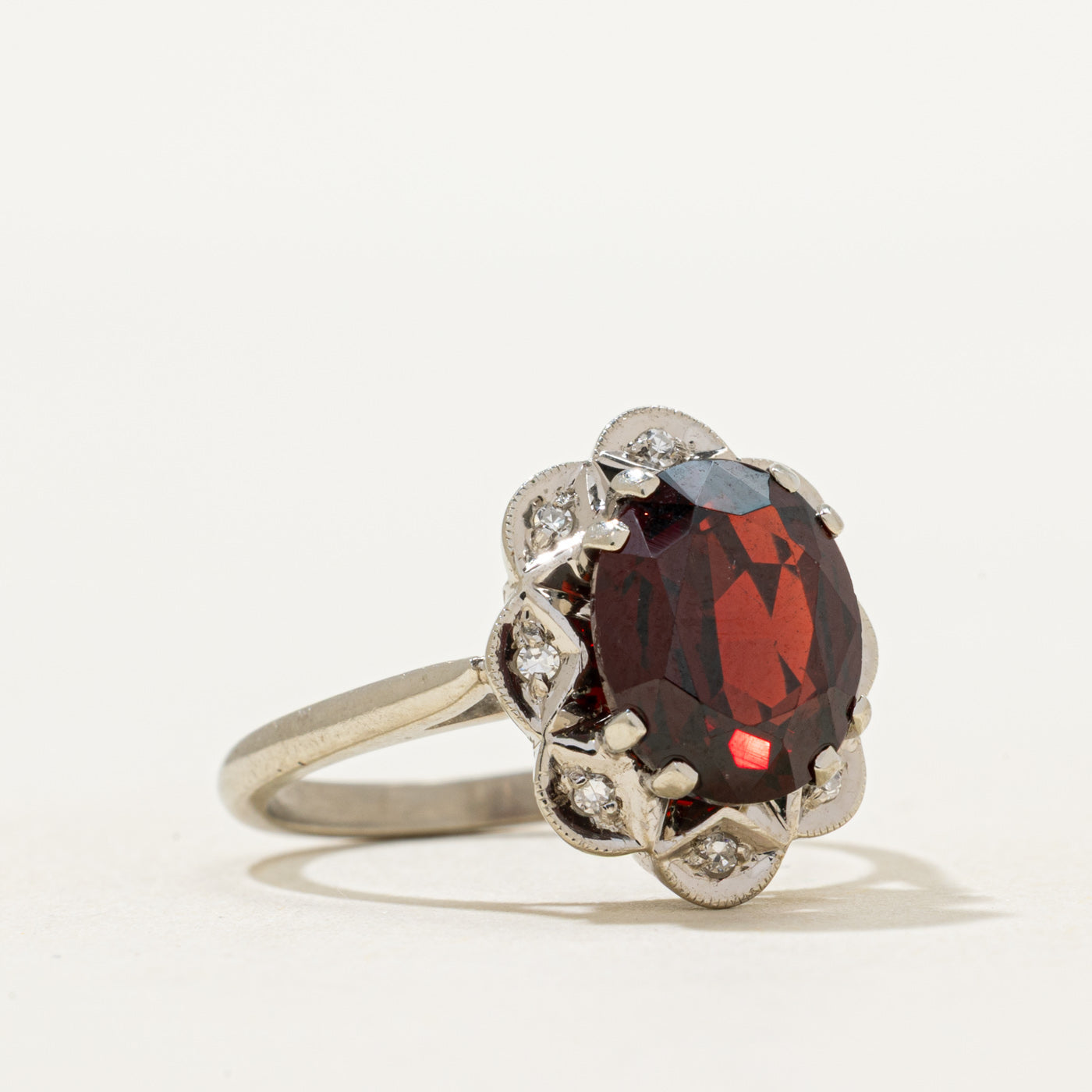 'Birks' Garnet & Diamond Cocktail Ring | 3.14ct, 0.04ctw | SZ 6.25