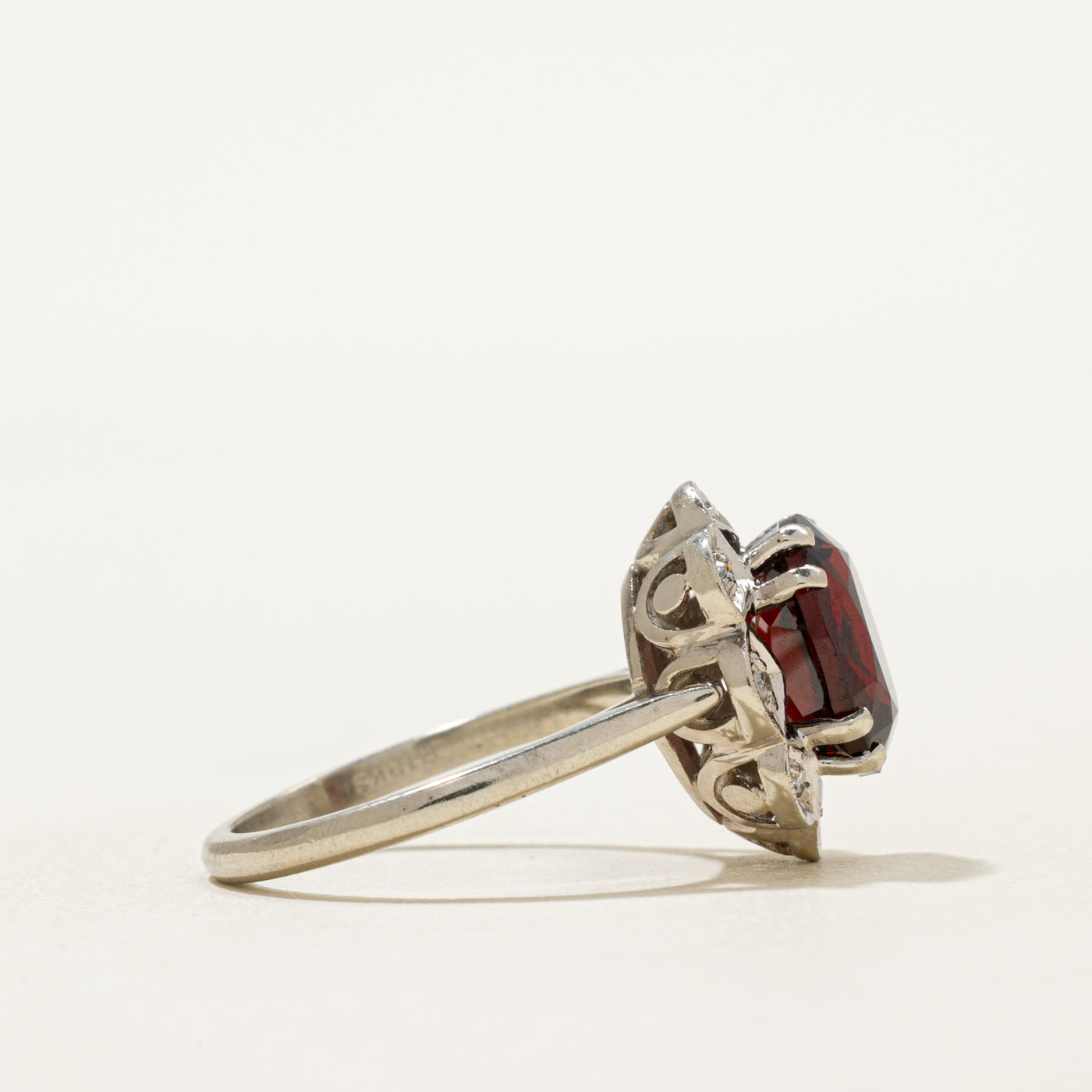 'Birks' Garnet & Diamond Cocktail Ring | 3.14ct, 0.04ctw | SZ 6.25