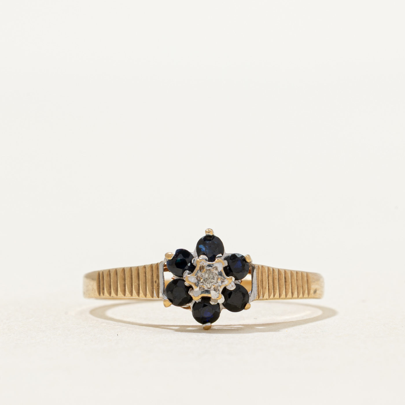 1987 Birmingham Sapphire & Diamond Petal Ring | 0.25ctw, 0.01ct | SZ 6.5