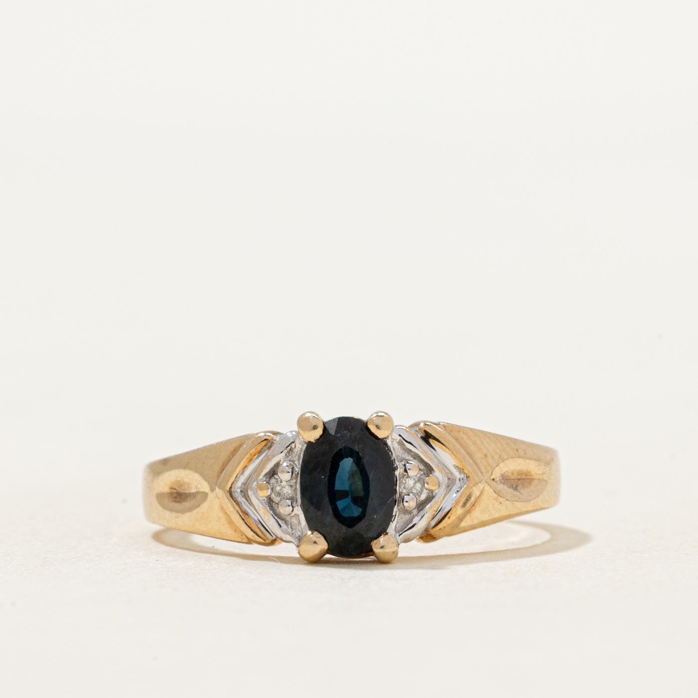 Oval Cut Sapphire & Diamond Ring | 0.50ct, 0.02ctw | SZ 6.5