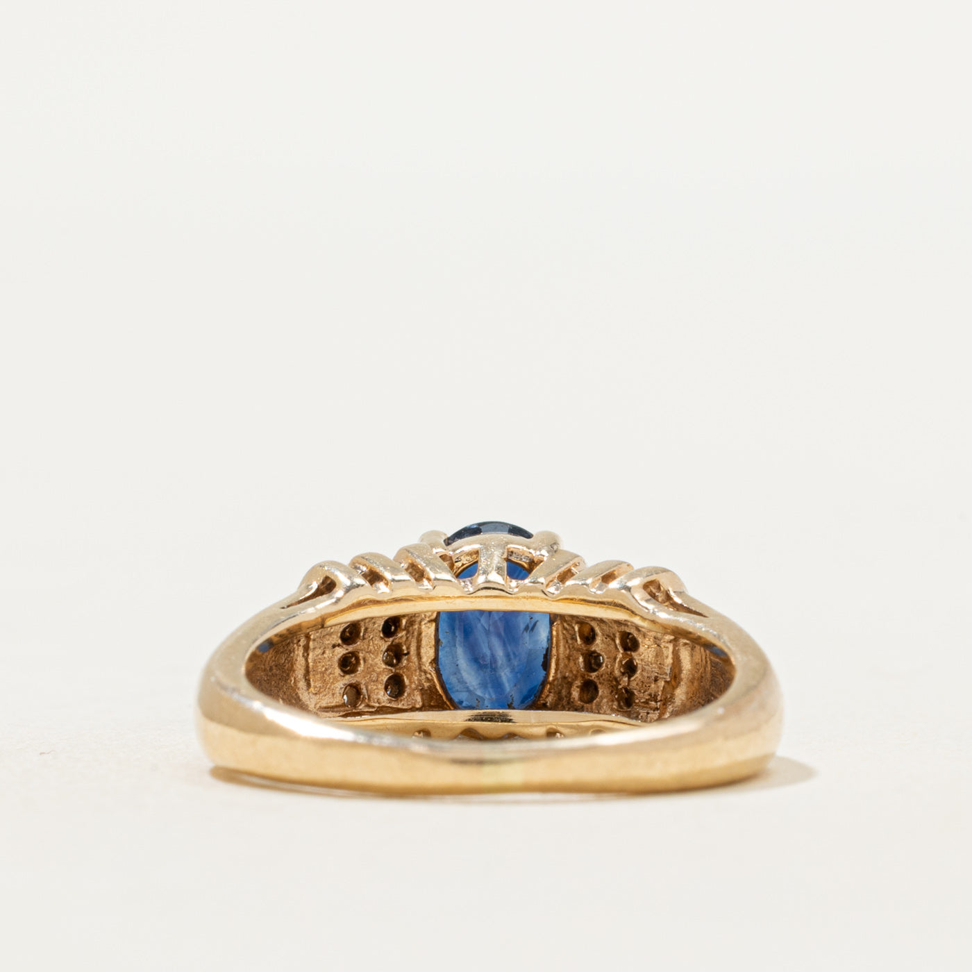 Oval Cut Sapphire & Diamond Ring | 1.00ct, 0.13ctw | SZ 4