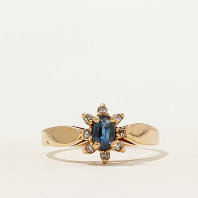 Sapphire & Diamond Petal Ring | 0.25ct, 0.06ctw | SZ 6.25