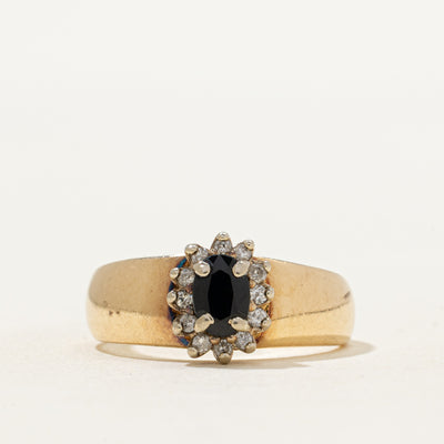 Oval Cut Sapphire & Diamond Petal Ring | 0.42ct, 0.11ctw | SZ 6.25
