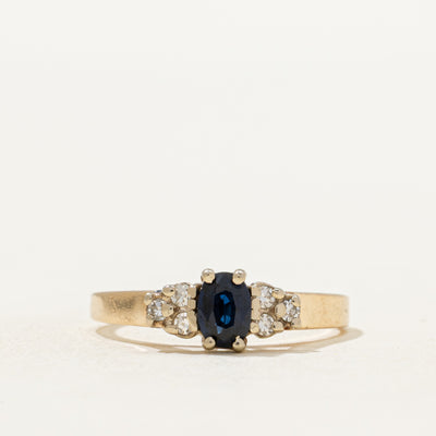Oval Cut Sapphire & Diamond Ring | 0.32ct, 0.06ctw | SZ 5