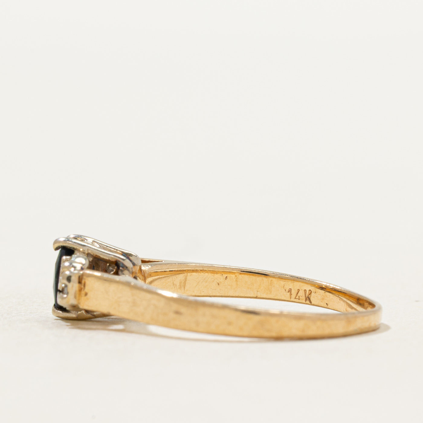 Oval Cut Sapphire & Diamond Ring | 0.32ct, 0.06ctw | SZ 5