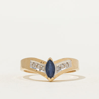 Marquise Cut Sapphire & Diamond Chevron Ring | 0.22ct, 0.04ctw | SZ 6