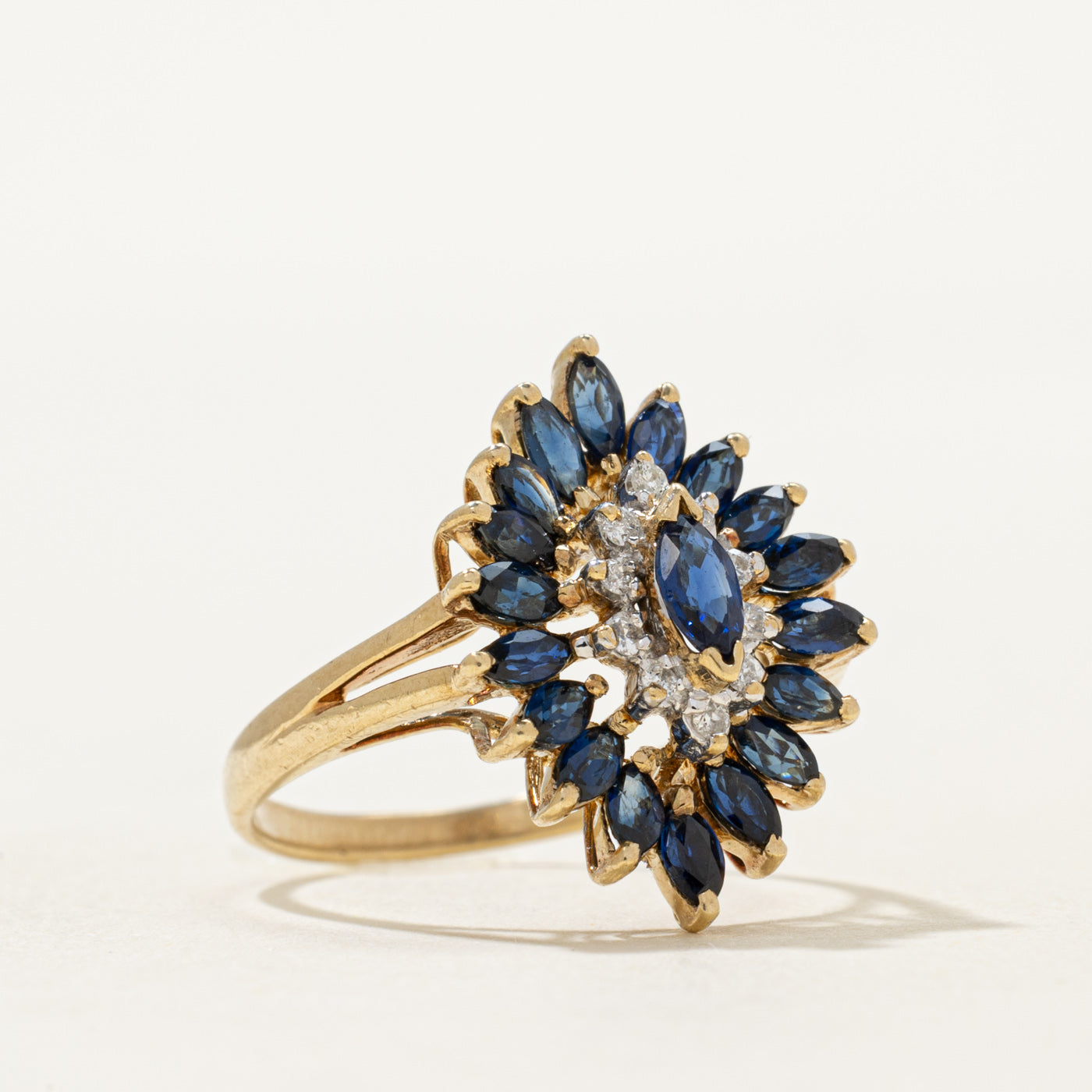 Sapphire & Diamond Cocktail Ring | 0.60ctw, 0.08ctw | SZ 6.25