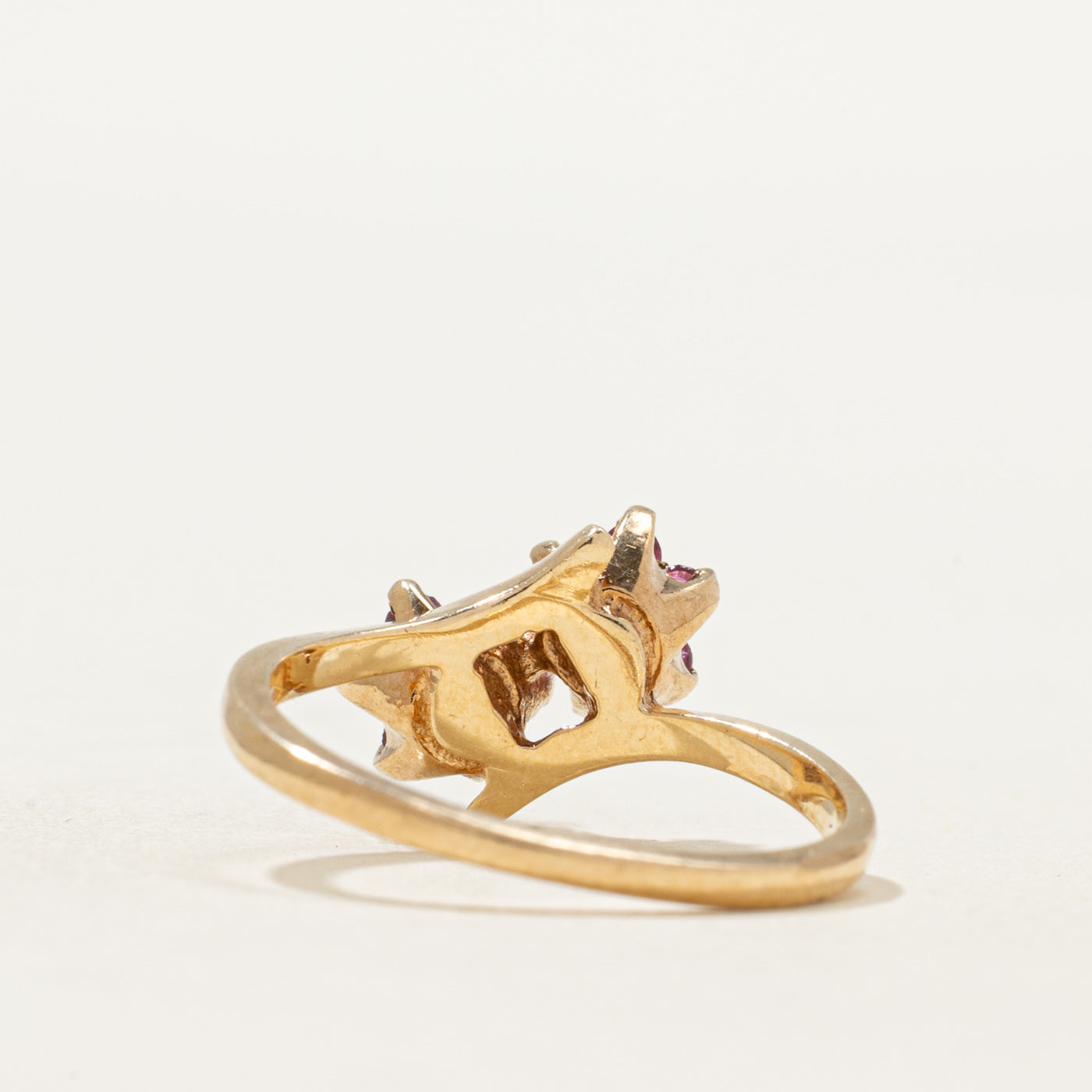 Ruby & Diamond Double Flower Ring | 0.33ctw, 0.04ctw | SZ 5.5