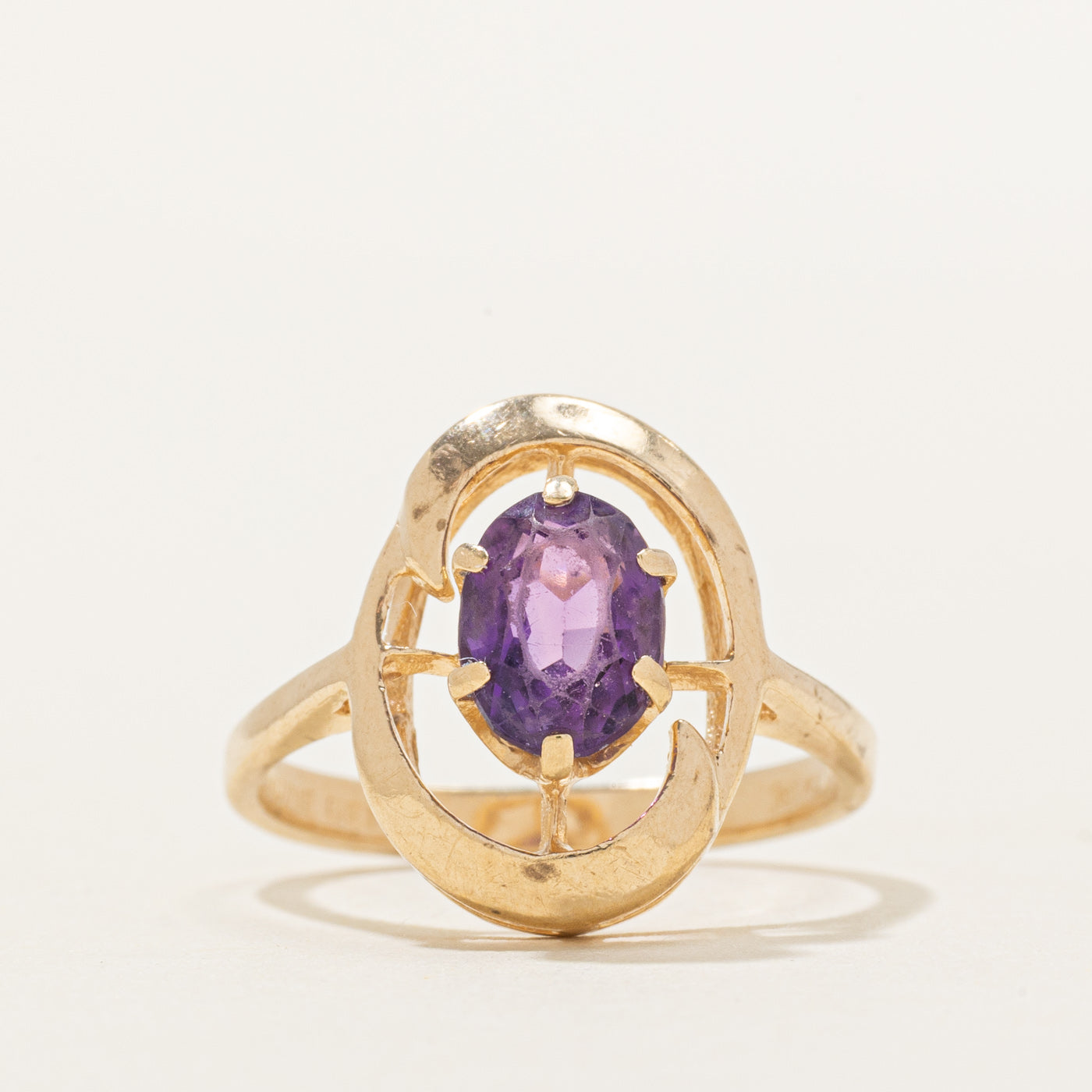 Oval Cut Amethyst Openwork Ring | 1.00ct | SZ 6.5