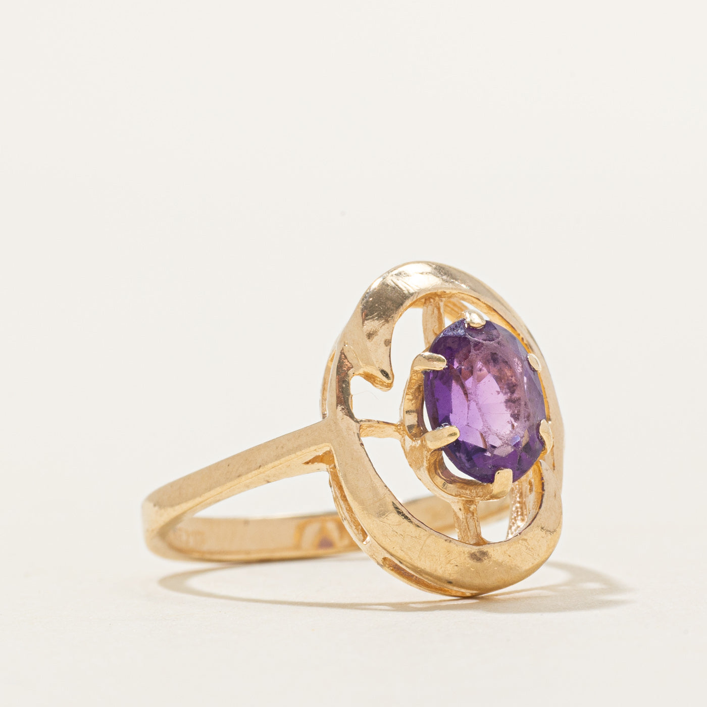 Oval Cut Amethyst Openwork Ring | 1.00ct | SZ 6.5