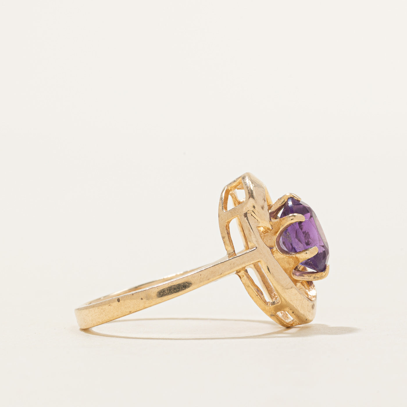 Oval Cut Amethyst Openwork Ring | 1.00ct | SZ 6.5