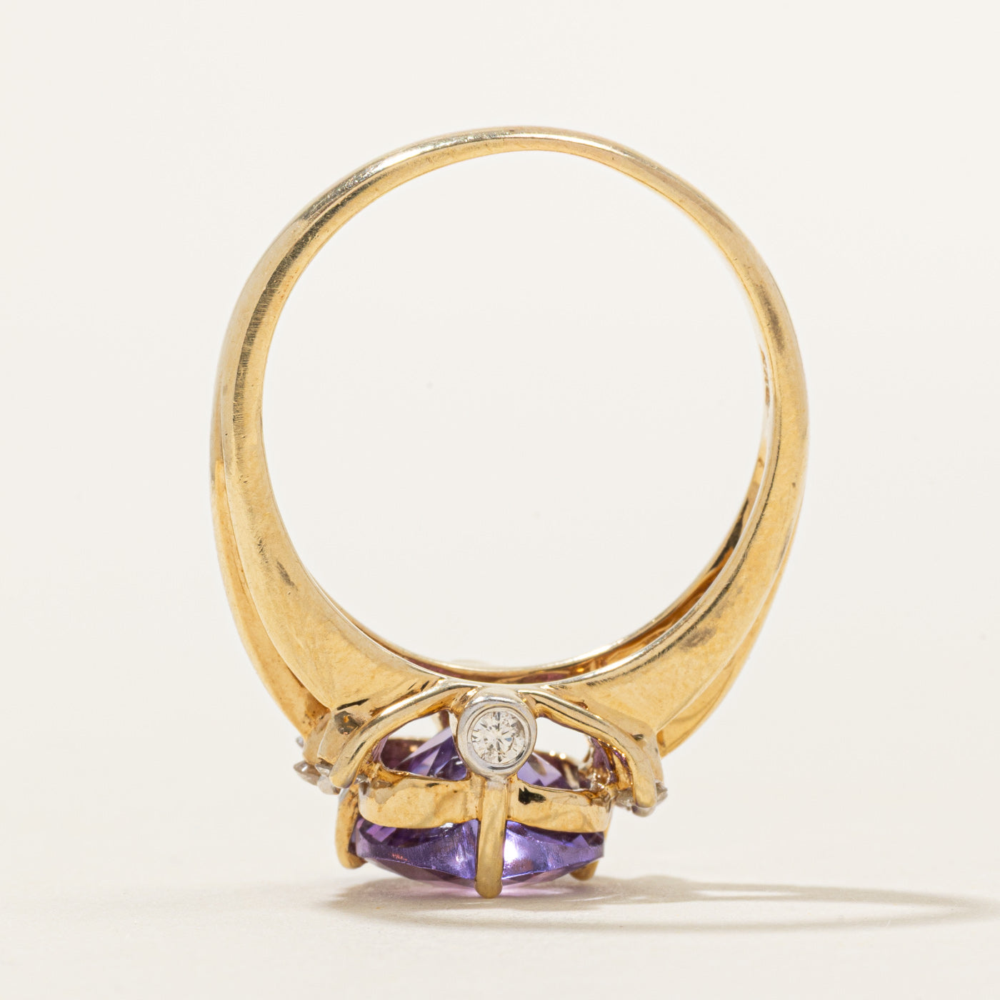 Modified Cushion Cut Amethyst & Diamond Ring | 3.00ct, 0.24ctw | SZ 8