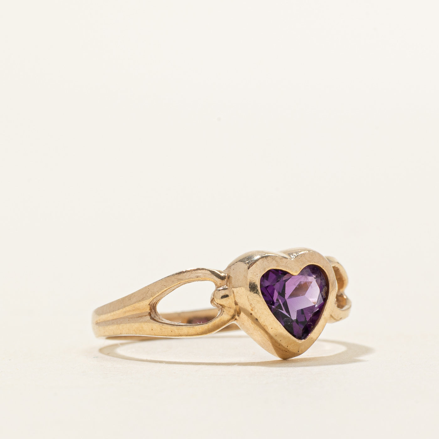 Bezel Set Heart Cut Amethyst Ring | 0.70ct | SZ 5.25