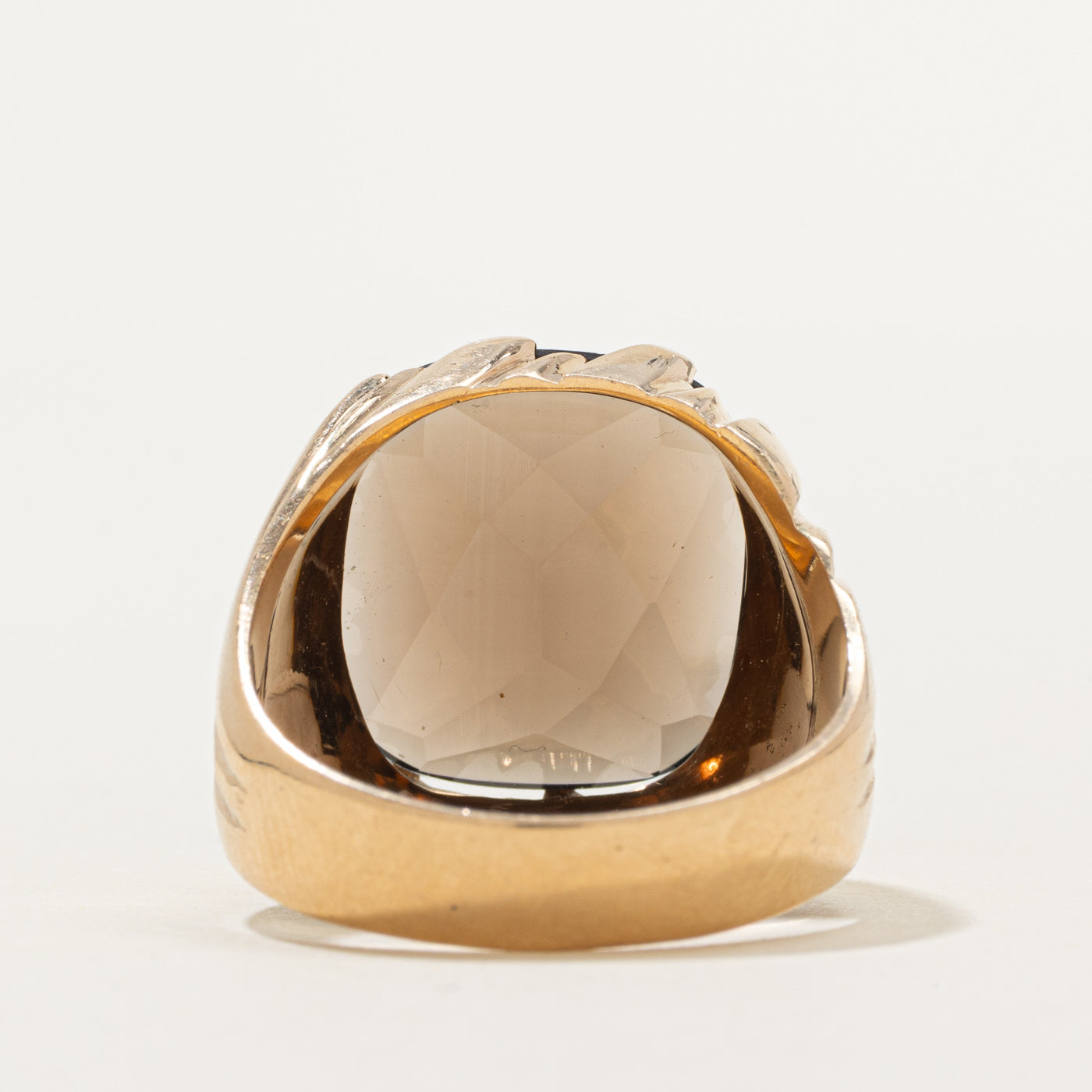 Smoky Quartz Twisted Grooves Signet Ring | 10.00ct | SZ 10.5
