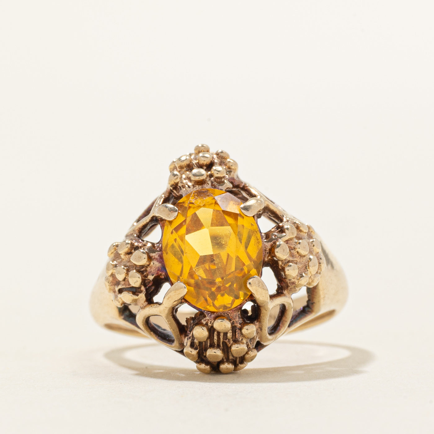 Synthetic Yellow Sapphire Openwork Cocktail Ring | 2.25ct | SZ 5.75