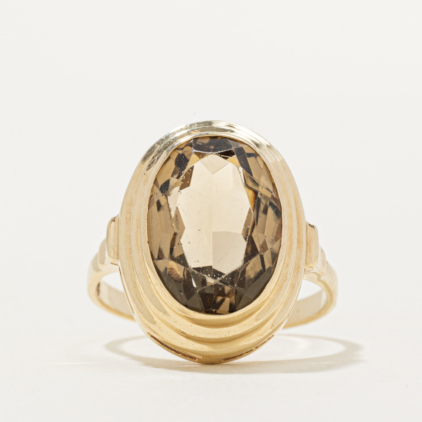Bezel Set Citrine Grooved Cocktail Ring | 5.00ct | SZ 6.75