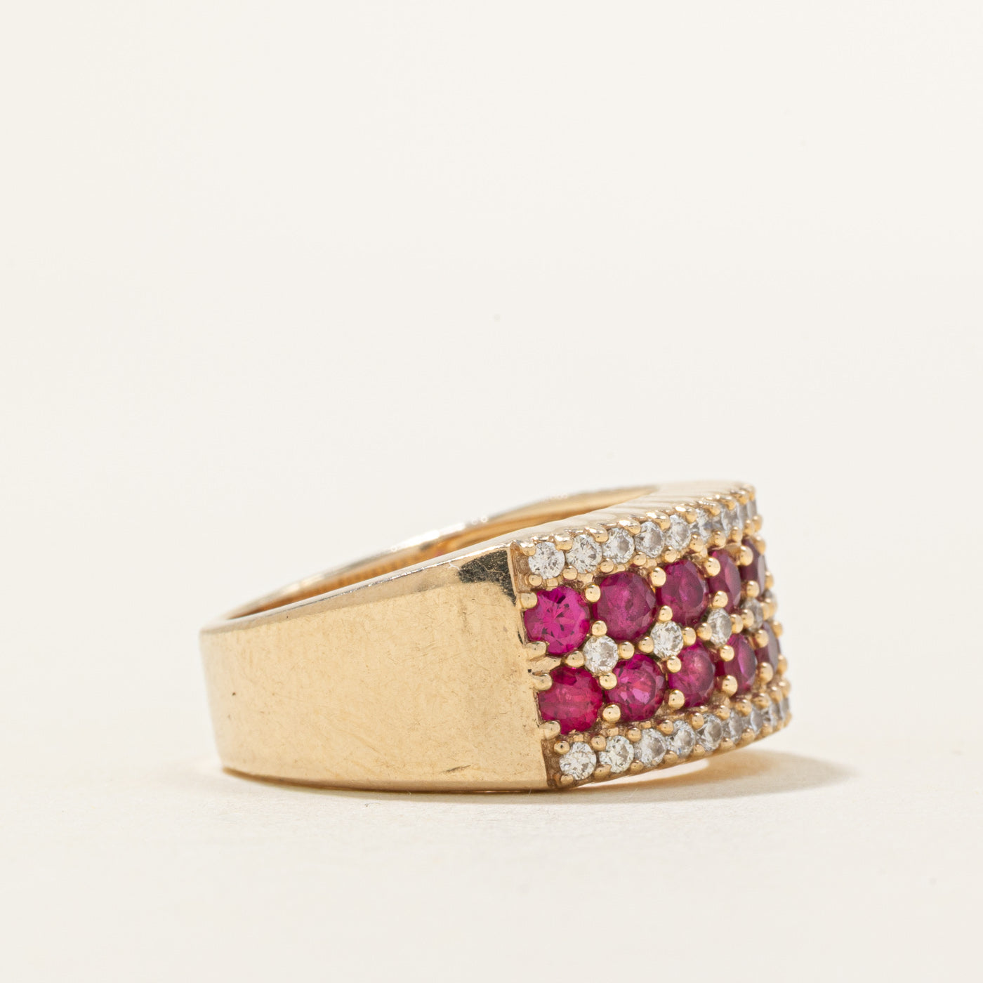 Multi-Row Ruby & Diamond Band | 1.25ctw, 0.47ctw | SZ 6