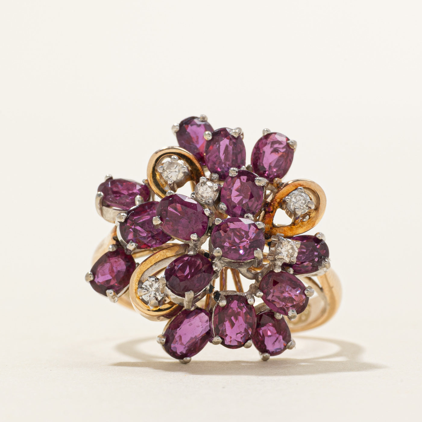 Scattered Ruby & Diamond Cocktail Ring | 3.75ctw, 0.10ctw | SZ 7.5