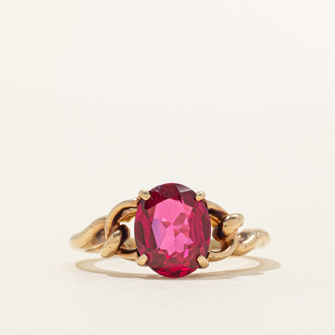 Synthetic Ruby Twisted Ring | 2.60ct | SZ 8.25
