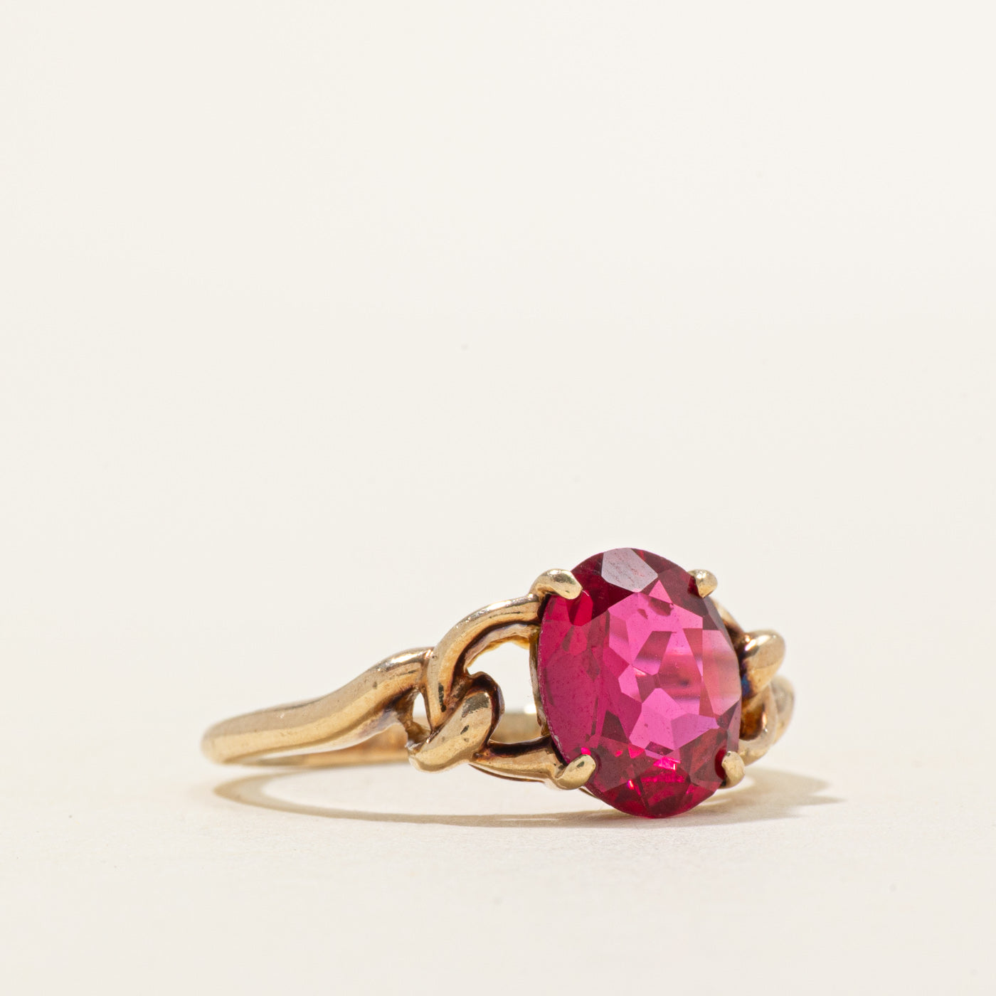 Synthetic Ruby Twisted Ring | 2.60ct | SZ 8.25