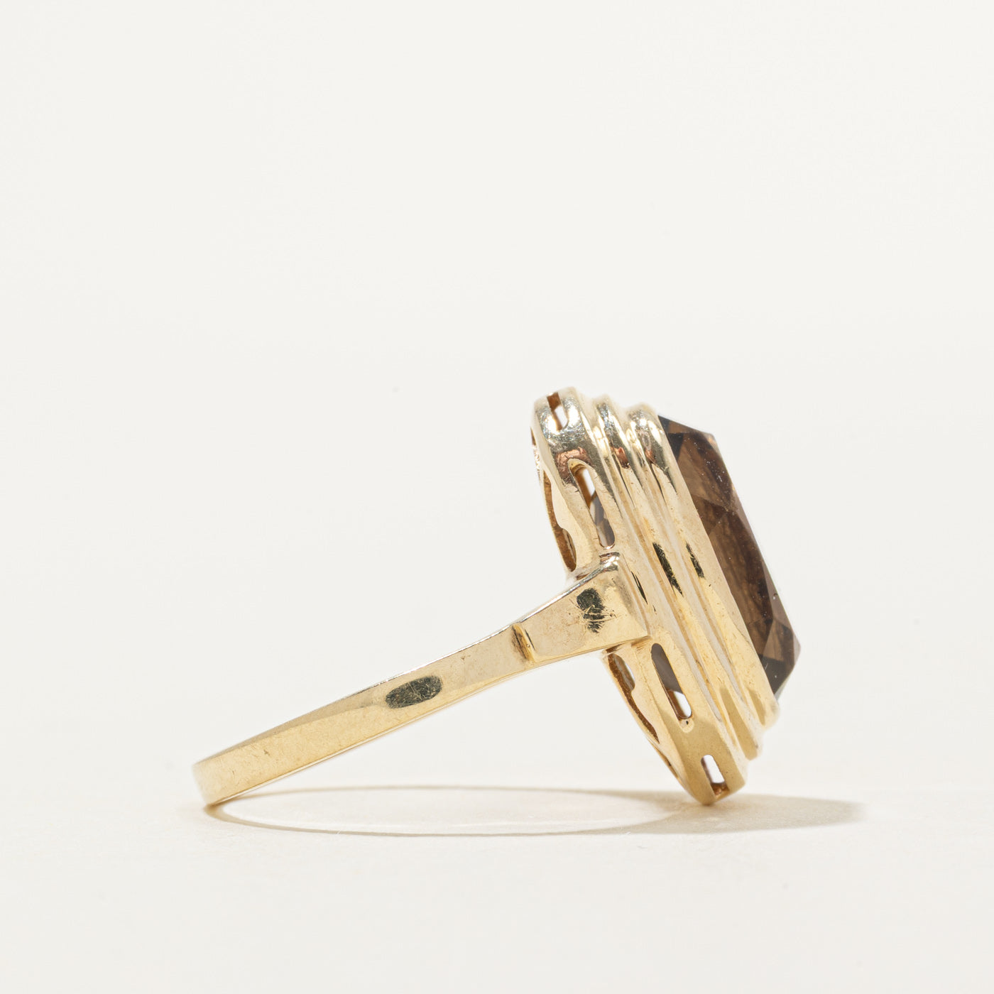 Bezel Set Citrine Grooved Cocktail Ring | 5.00ct | SZ 6.75