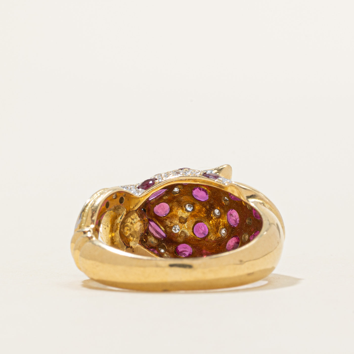 Scattered Ruby & Diamond Panther Head Ring | 0.81ctw, 0.10ctw | SZ 5