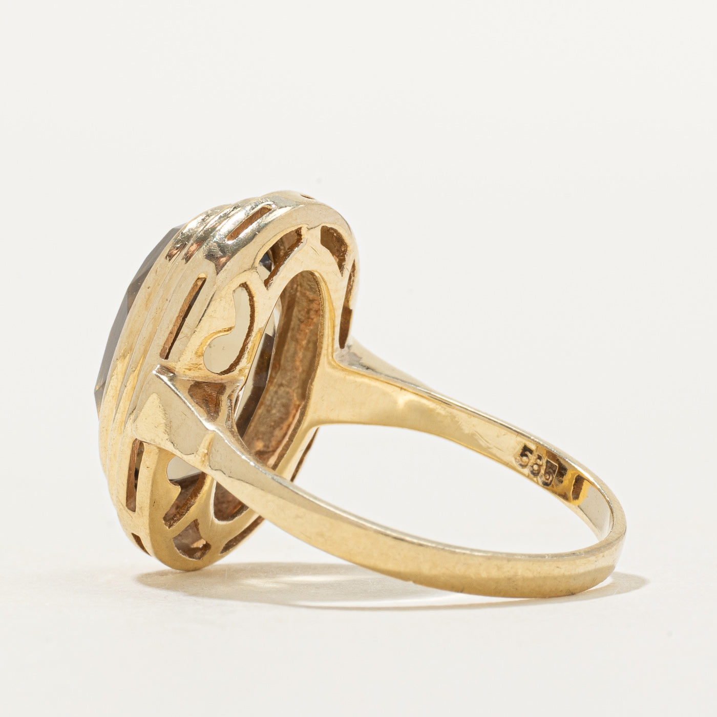Bezel Set Citrine Grooved Cocktail Ring | 5.00ct | SZ 6.75