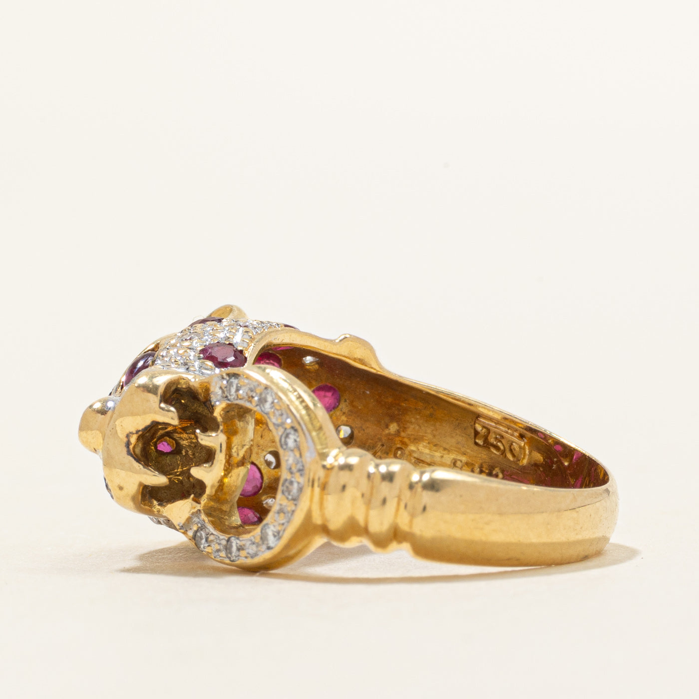 Scattered Ruby & Diamond Panther Head Ring | 0.81ctw, 0.10ctw | SZ 5