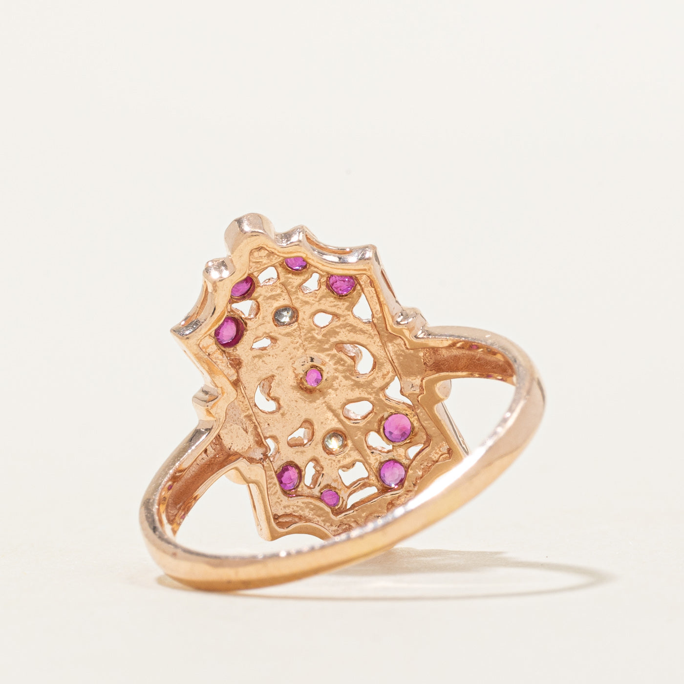 Bague sertie de rubis et de diamants | 0,14 ct, 0,02 ct | Taille 6