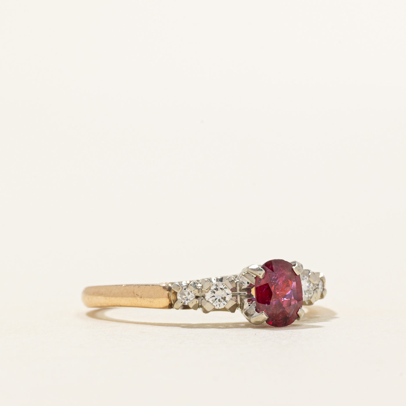 Two-Tone Ruby & Diamond Ring | 0.50ct, 0.10ctw | SZ 7