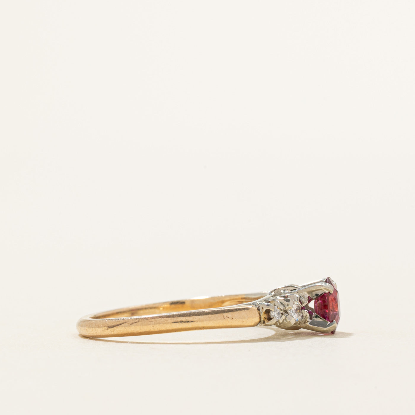 Two-Tone Ruby & Diamond Ring | 0.50ct, 0.10ctw | SZ 7