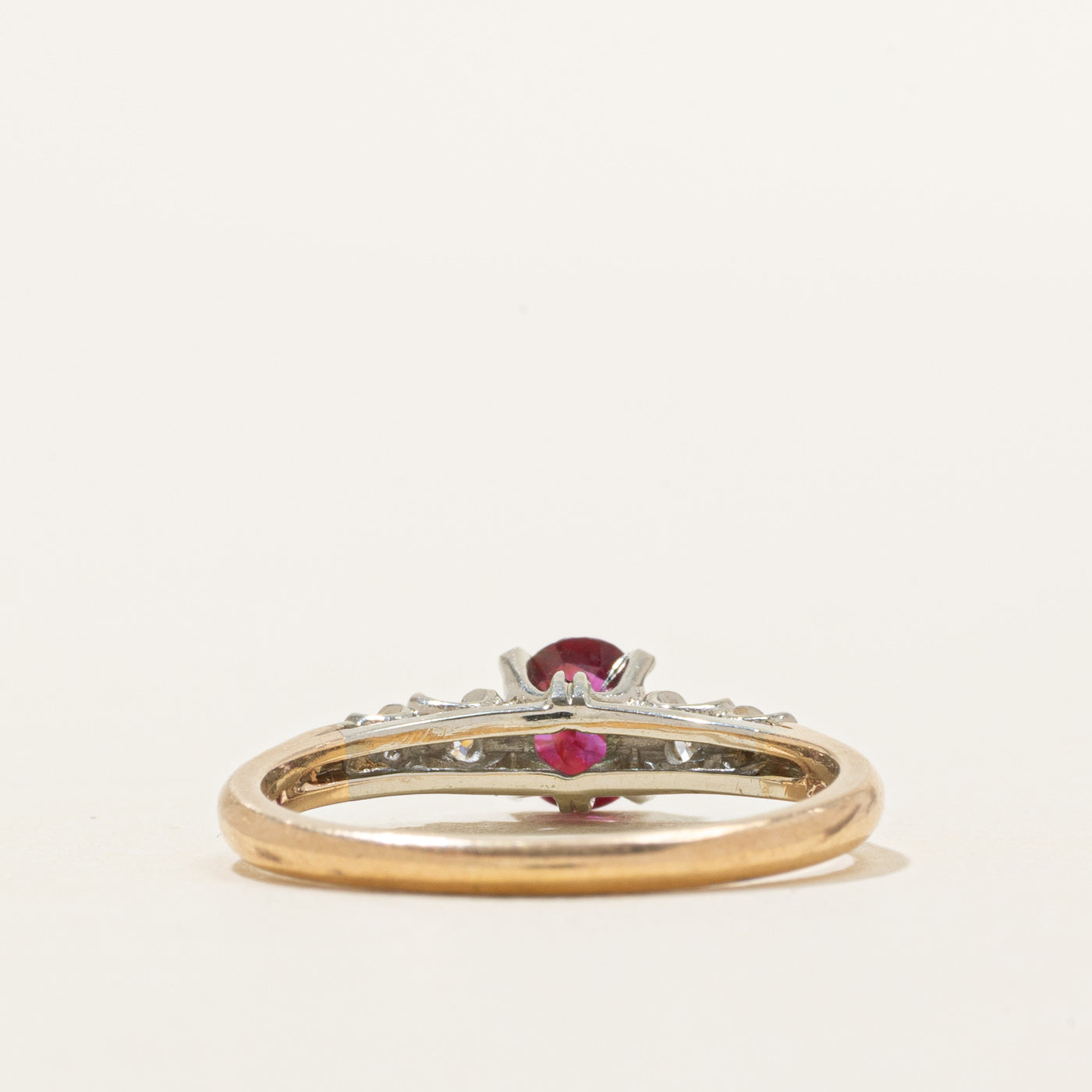 Two-Tone Ruby & Diamond Ring | 0.50ct, 0.10ctw | SZ 7