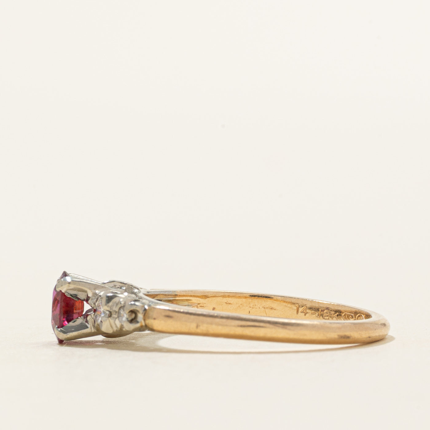 Two-Tone Ruby & Diamond Ring | 0.50ct, 0.10ctw | SZ 7