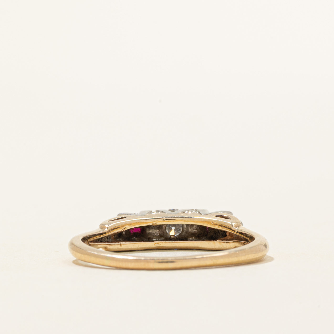 Three-Stone Ruby & Diamond Ring | 0.24ctw, 0.18ct | SZ 8