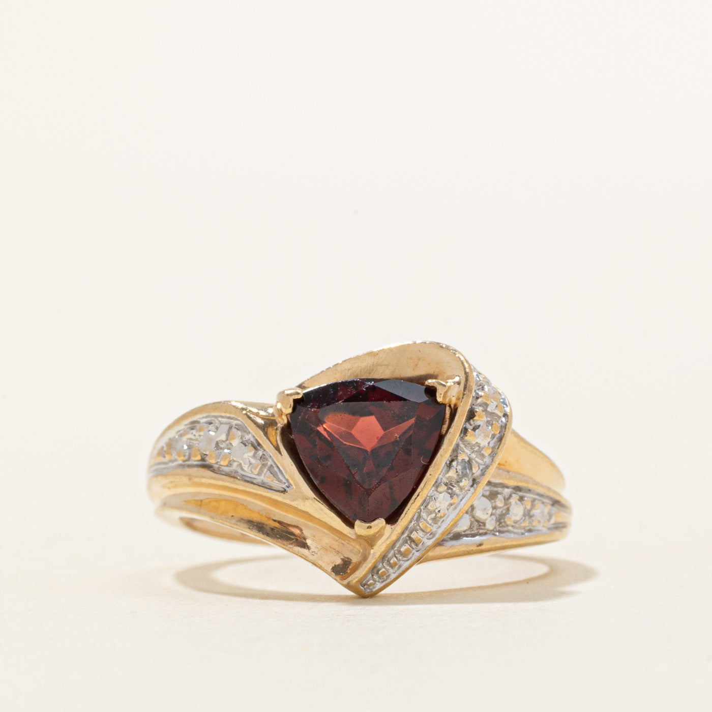 Trillion Cut Garnet & Diamond Ring | 1.65ct, 0.005ctw | SZ 6