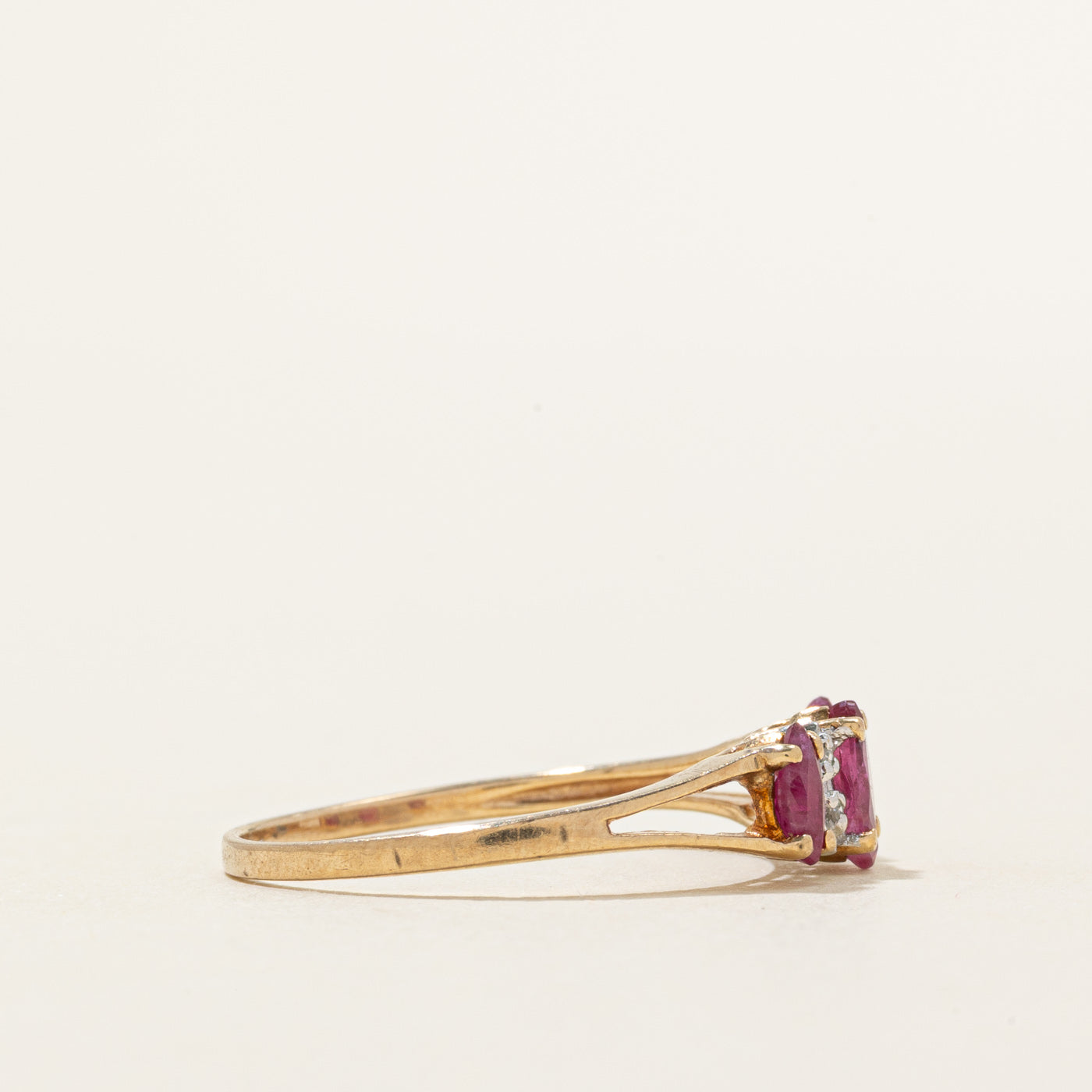 Marquise Cut Ruby & Diamond Ring | 0.46ctw, 0.02ctw | SZ 8