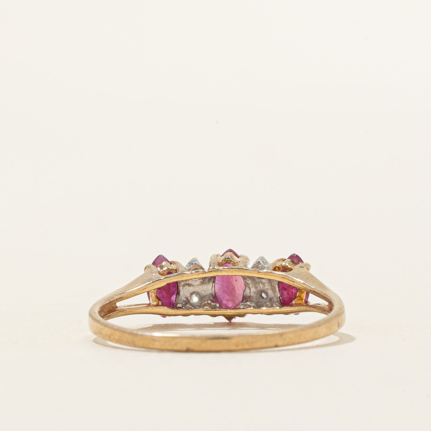 Marquise Cut Ruby & Diamond Ring | 0.46ctw, 0.02ctw | SZ 8